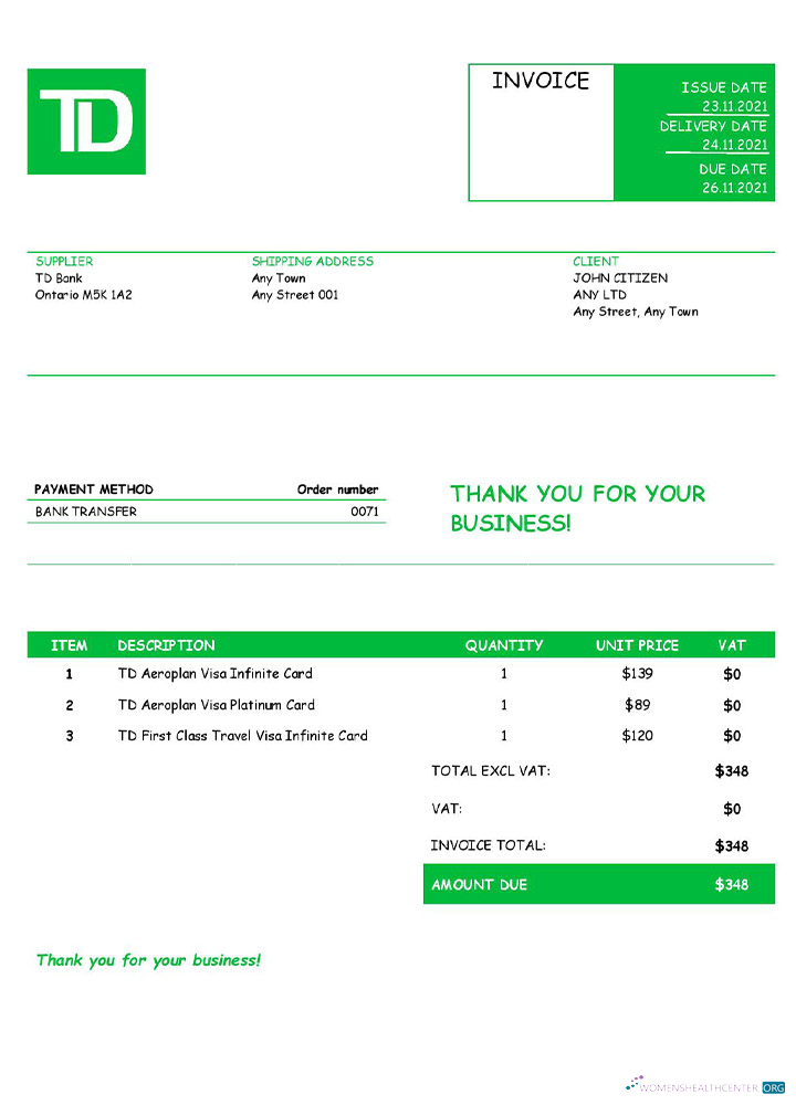 Download USA TD invoice Photoshop template